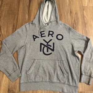 Vintage Y2K Aeropostale Hoodie Stitched NYC Gray Men's L